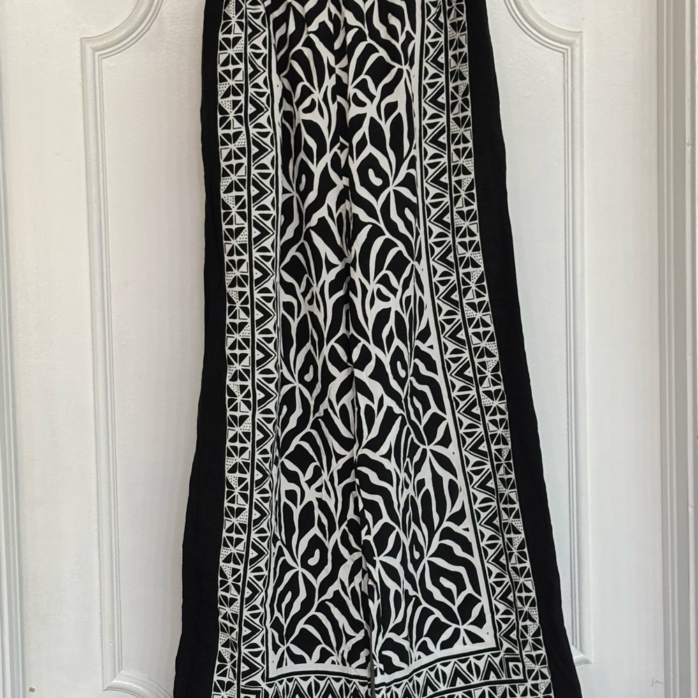 Japna Black and White Patterned Pants